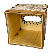 Things2die4 Square Birch Bark Tissue Box Cover, Wood Facial Tissue Holder with Natural Tan Finish, Rustic Freestanding Cover