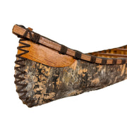 Zeckos Decorative Canoe Statue, 31 Inch Brown Freestanding Rustic Tabletop Sculpture with Natural Finish, Bark-Like Exterior