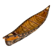 Zeckos Decorative Canoe Statue, 31 Inch Brown Freestanding Rustic Tabletop Sculpture with Natural Finish, Bark-Like Exterior