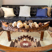 Zeckos Decorative Canoe Statue, 31 Inch Brown Freestanding Rustic Tabletop Sculpture with Natural Finish, Bark-Like Exterior