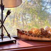 Zeckos Decorative Canoe Statue, Natural Wood Rustic Freestanding Tabletop Sculpture, 23.5 Inches Long, Tan Canoe Accent for
