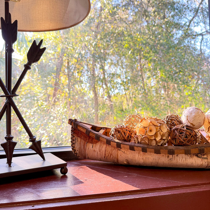 Zeckos Decorative Canoe Statue, Natural Wood Rustic Freestanding Tabletop Sculpture, 23.5 Inches Long, Tan Canoe Accent for