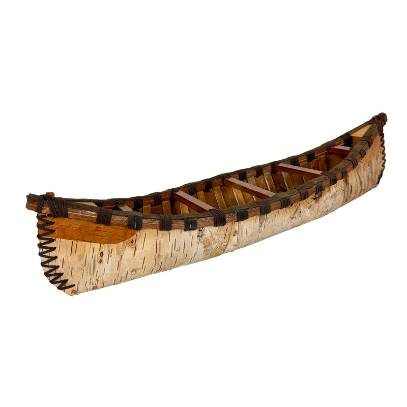 Zeckos Decorative Canoe Statue, Natural Wood Rustic Freestanding Tabletop Sculpture, 23.5 Inches Long, Tan Canoe Accent for