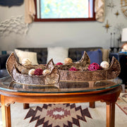 Set of 3 Birch Bark Canoe Statues, 36 Inch Rustic Wood Decor Image 4