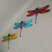 Enchanting Set of 3 Multicolor Metal Dragonfly Hanging Wall Sculptures -  indoor or Outdoor Decor  - Home and Garden Art -