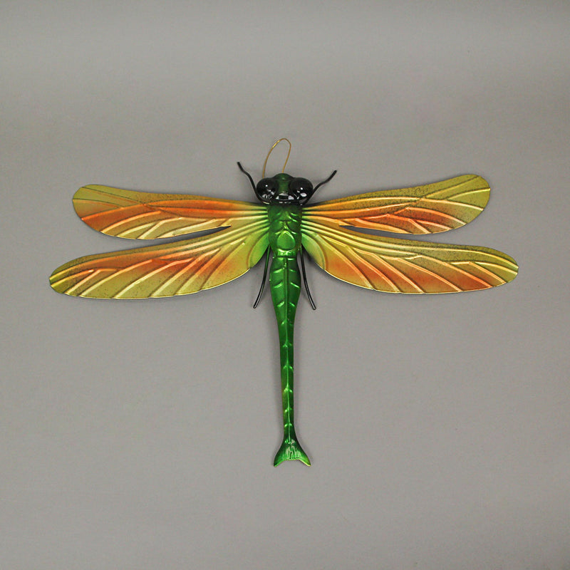 Enchanting Set of 3 Multicolor Metal Dragonfly Hanging Wall Sculptures -  indoor or Outdoor Decor  - Home and Garden Art -