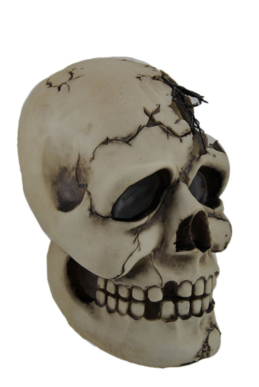 Color Changing LED Lighted Cracked Skull w/Web Statue Image 2