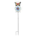 Enchanting Butterfly and Flower Wind Spinner: Metal Garden Stake Yard Decor Pinwheel, 55 Inches High, Kinetic Sculpture