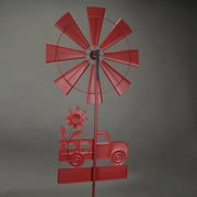 Farmhouse Style Red Farm Truck Windmill Spinner Welcome Garden Stake 72 Inches Outdoor Décor Image 3