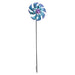 Vibrant Purple and Blue Metal Pinwheel Wind Spinner Kinetic Sculpture Garden Stake for Mesmerizing Outdoor Decor and Relaxing