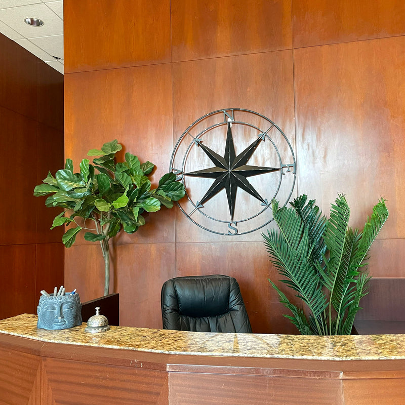 Black - Image 6 - Large Black Nautical Compass Rose Metal Wall Decor | 39.5” Indoor Outdoor Rustic Maritime Accent |