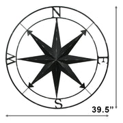 Black - Image 7 - Large Black Nautical Compass Rose Metal Wall Decor | 39.5” Indoor Outdoor Rustic Maritime Accent |