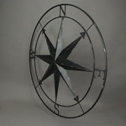 Black - Image 2 - Large Black Nautical Compass Rose Metal Wall Decor | 39.5” Indoor Outdoor Rustic Maritime Accent |