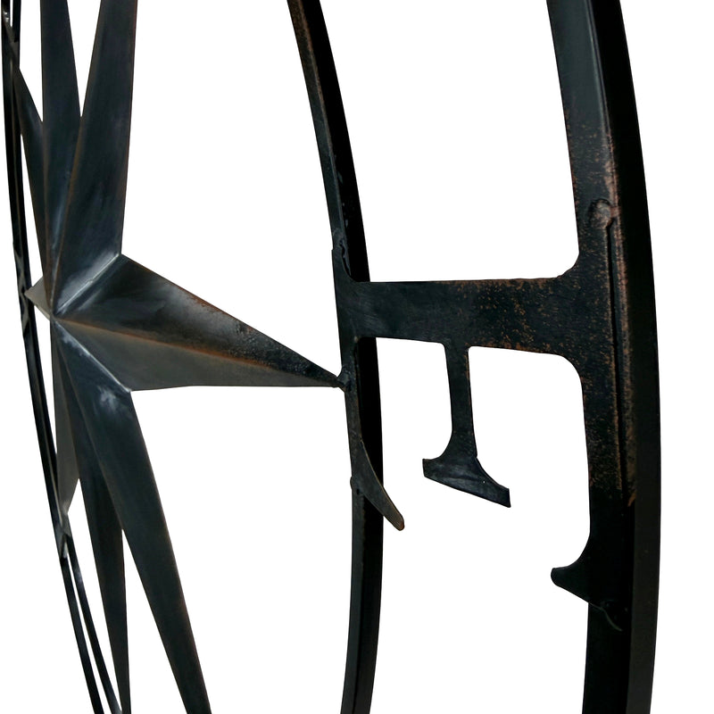 Black - Image 8 - Large Black Nautical Compass Rose Metal Wall Decor | 39.5” Indoor Outdoor Rustic Maritime Accent |