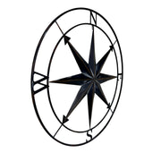 Black - Image 2 - Large Black Nautical Compass Rose Metal Wall Decor | 39.5” Indoor Outdoor Rustic Maritime Accent |