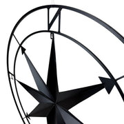 Black - Image 3 - Large Black Nautical Compass Rose Metal Wall Decor | 39.5” Indoor Outdoor Rustic Maritime Accent |