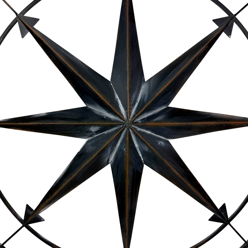 Black - Image 9 - Large Black Nautical Compass Rose Metal Wall Decor | 39.5” Indoor Outdoor Rustic Maritime Accent |