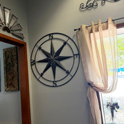 Black - Image 7 - Large Black Nautical Compass Rose Metal Wall Decor | 39.5” Indoor Outdoor Rustic Maritime Accent |