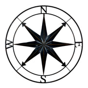 Black - Image 1 - Large Black Nautical Compass Rose Metal Wall Decor | 39.5” Indoor Outdoor Rustic Maritime Accent |