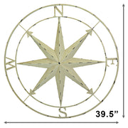 Ivory - Image 8 - Large Antique White Nautical Compass Rose Metal Wall Decor | 39.5” Indoor Outdoor Vintage Maritime Accent |