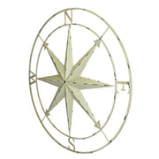 Ivory - Image 2 - Large Antique White Nautical Compass Rose Metal Wall Decor | 39.5” Indoor Outdoor Vintage Maritime Accent |