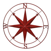 Red - Image 1 - Red Indoor Outdoor Metal Nautical Compass Rose Hanging Wall Decor 39.5 Inch Diameter