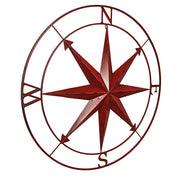 Red - Image 2 - Red Indoor Outdoor Metal Nautical Compass Rose Hanging Wall Decor 39.5 Inch Diameter
