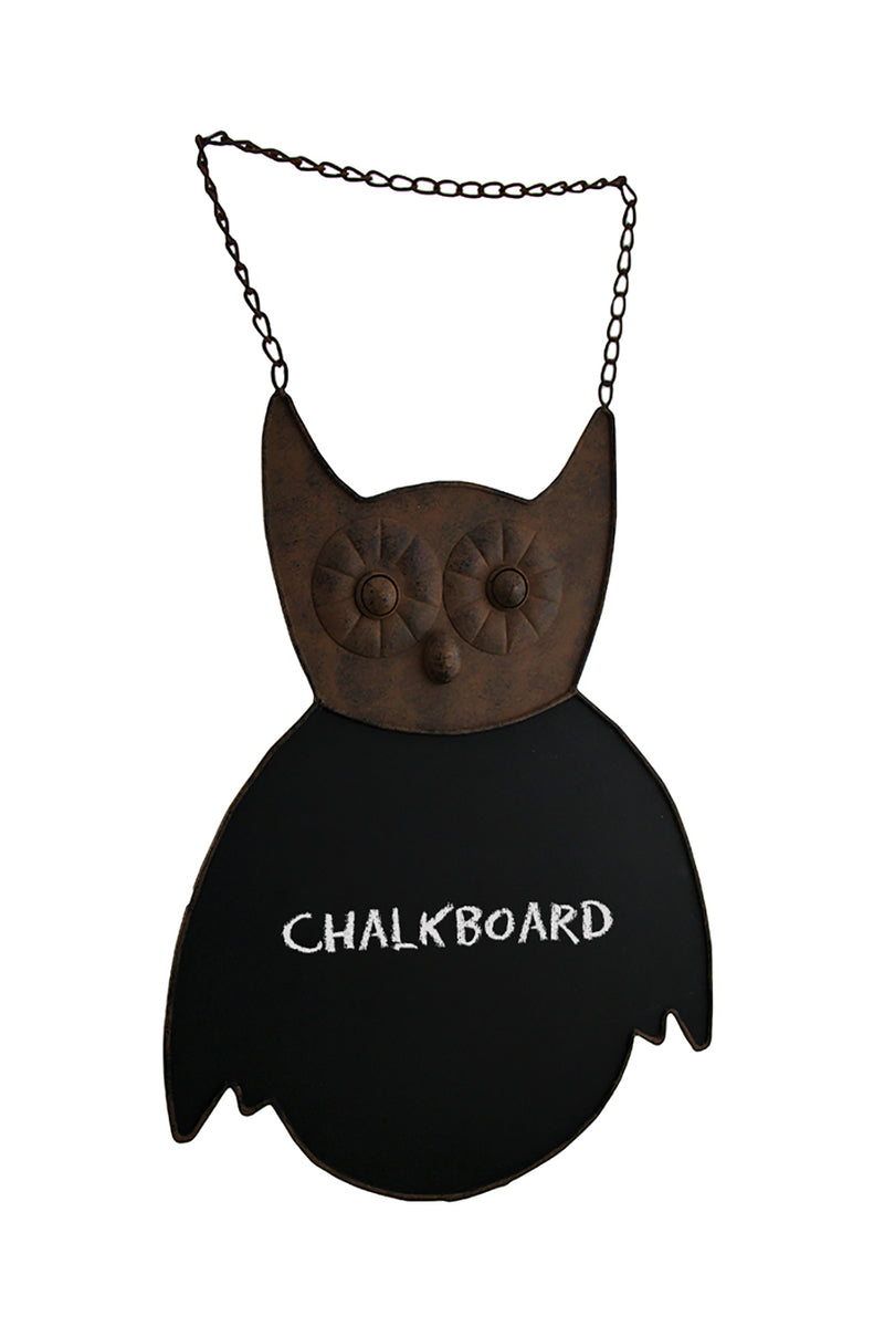 Rustic Brown Finish Owl Decorative Metal Chalkboard Wall Hanging 21 Inch Image 1