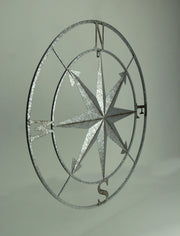 Silver - Image 2 - Distressed Grey Metal Nautical Compass Rose Wall Décor - Easy Installation - A 28-Inch Diameter Maritime
