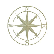 Off-white - Image 1 - Large Antique White Nautical Compass Rose Wall Art - Easy To Hang- 28-inch Diameter Metal Sculpture for