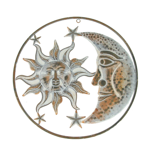 Moon Right - Image 1 - 16.5 Inch Rustic Metal Sun Moon Stars Wall Art Celestial Hanging Decor Indoor Outdoor Art Decoration