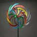 Colorful Anodized Finish Dual Flower Metal Wind Spinner Garden Stake 70 Inches High Image 2