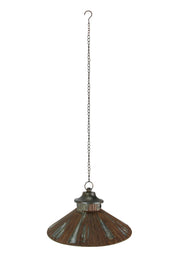 14-Inch Diameter Rustic LED Chain Hanging Lamp: Battery Operated, Aged Accent Light Perfect for Indoor Spaces, Adding Warmth