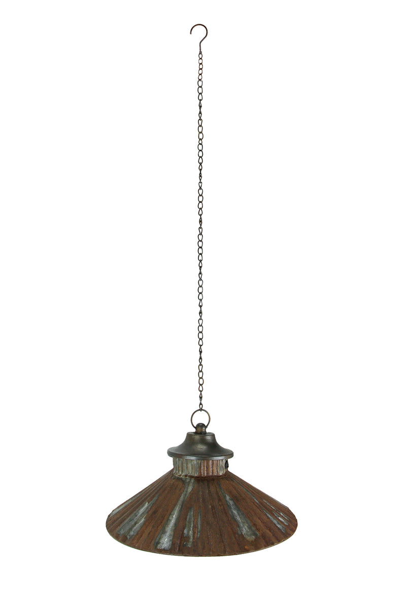 14-Inch Diameter Rustic LED Chain Hanging Lamp: Battery Operated, Aged Accent Light Perfect for Indoor Spaces, Adding Warmth