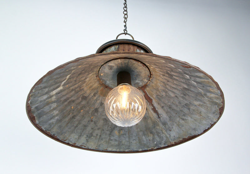 14-Inch Diameter Rustic LED Chain Hanging Lamp: Battery Operated, Aged Accent Light Perfect for Indoor Spaces, Adding Warmth