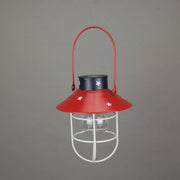 Rustic Metal Red, White, and Blue Patriotic LED Hanging Solar Lantern With Cutout Stars for Beautiful Indoor and Outdoor