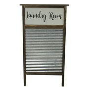 Vintage-Inspired Wood and Metal Washboard Wall Décor, 24 Inches High - Add Rustic Charm to Your Laundry Room with Antique