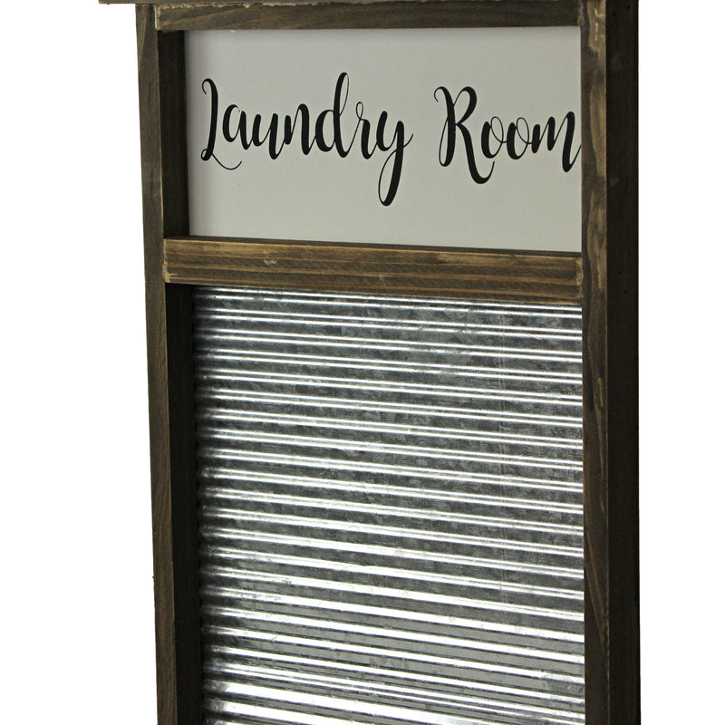 Vintage-Inspired Wood and Metal Washboard Wall Décor, 24 Inches High - Add Rustic Charm to Your Laundry Room with Antique