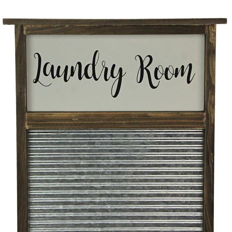 Vintage-Inspired Wood and Metal Washboard Wall Décor, 24 Inches High - Add Rustic Charm to Your Laundry Room with Antique
