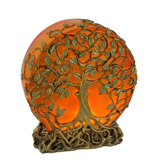 Enchanting Sunset Orange Bohemian Style Tree of Life Resin Night Light Lamp - Exquisite Decorative Accent Illuminates in Boho