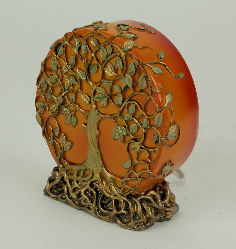 Enchanting Sunset Orange Bohemian Style Tree of Life Resin Night Light Lamp - Exquisite Decorative Accent Illuminates in Boho