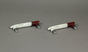 Set of 4 Rustic Resin Vintage Red and White Fishing Lure Drawer Pulls and Cabinet Handles - Each 5 Inches Long - Perfect for