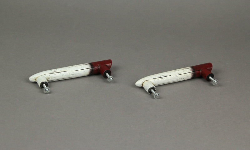 Set of 4 Rustic Resin Vintage Red and White Fishing Lure Drawer Pulls and Cabinet Handles - Each 5 Inches Long - Perfect for