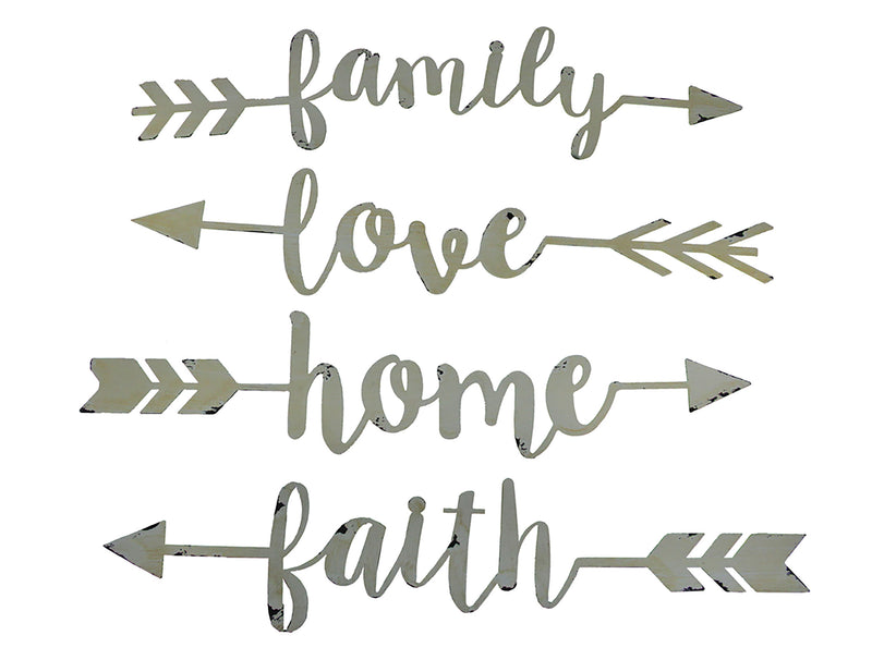 Shabby Chic Family Love Home and Faith 4 Piece Wall Arrow Set Modern Farmhouse Décor Image 1