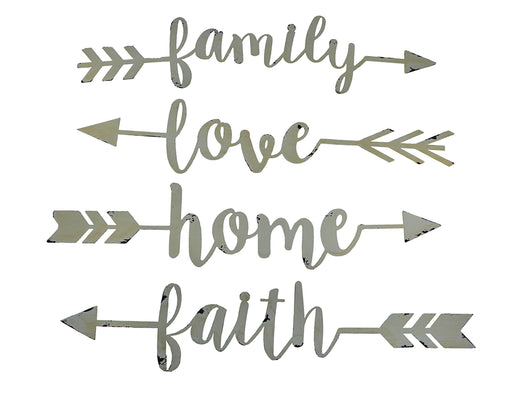 Shabby Chic Family Love Home and Faith 4 Piece Wall Arrow Set Modern Farmhouse Décor Image 1