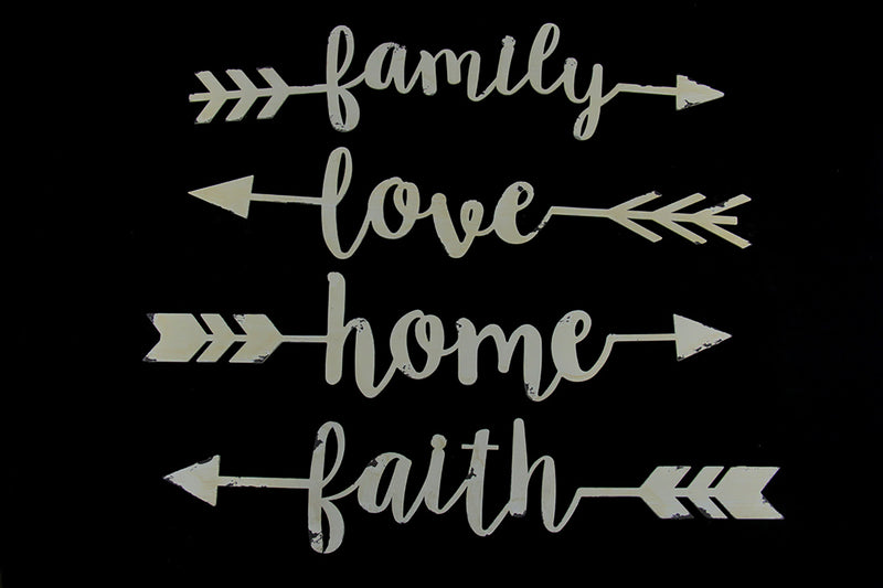 Shabby Chic Family Love Home and Faith 4 Piece Wall Arrow Set Modern Farmhouse Décor Image 2