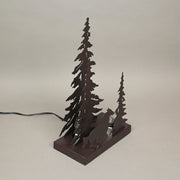 Wild West Lodge Decor: Rustic Brown Metal Horse in Forest Silhouette Accent Lamp, 12.25 Inches High, Unique Western, Cabin