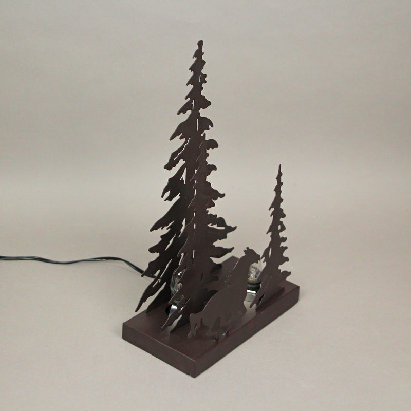 Wild West Lodge Decor: Rustic Brown Metal Horse in Forest Silhouette Accent Lamp, 12.25 Inches High, Unique Western, Cabin