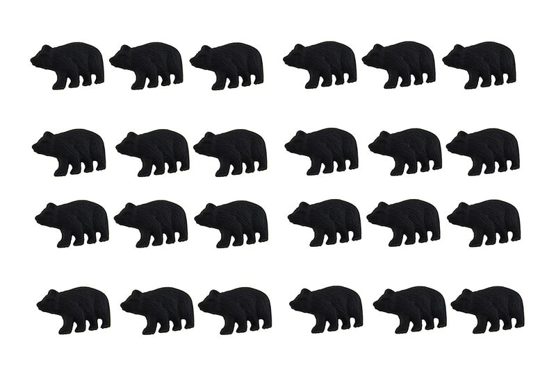 Set of 24 Matte Black Cast Iron Forest Bear Drawer Pull Cabinet Knobs: Rustic Wildlife Charm for Cabinets, Dressers, and