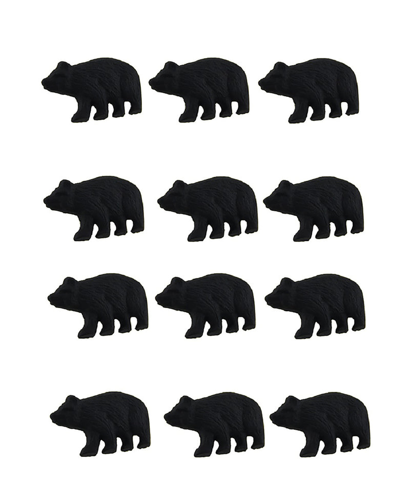 12-Piece Set of Matte Black Forest Bear Cast Iron Furniture Drawer Pulls or Cabinet Knobs - Perfect for Western, Wildlife,